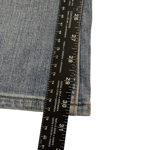 Levis 524 Too Superlow Jeans Womens 5M 28 x 30 Denim Blue Flare Y2K Distressed - Picture 11 of 15